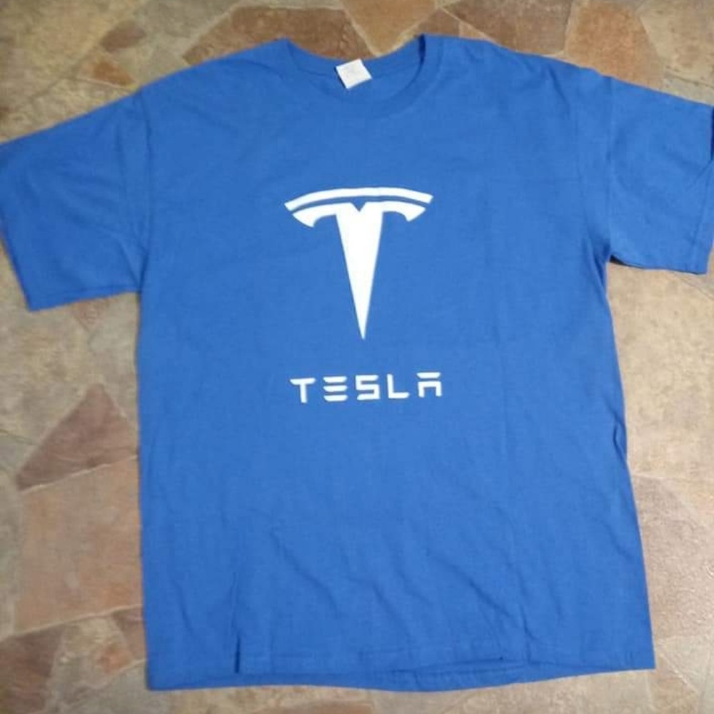 Tesla Motors Blue T-Shirt Adult Large
